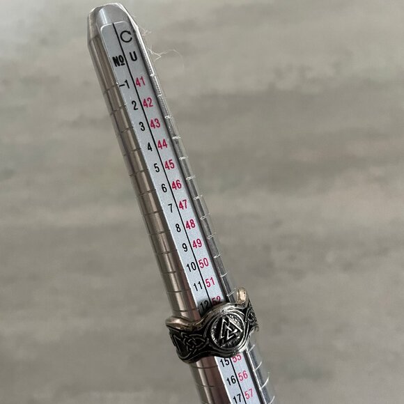 Hail Odin Viking Valknut Norse rune ring recycled sterling silver fantasy 6.5 - Picture 6 of 7